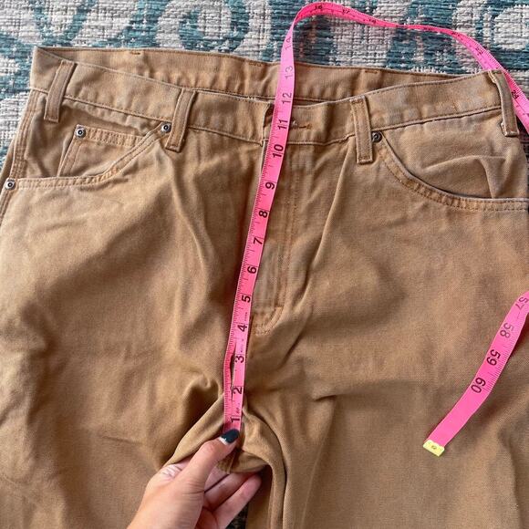Dickies Men's Relaxed Fit Duck Canvas Carpenter Work Pants Khaki - Size 34x32 - Picture 9 of 11